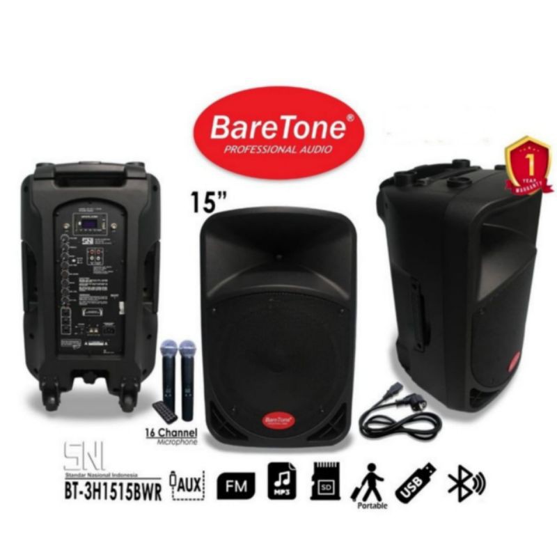 speaker portable baretone BT-3H1515BWR