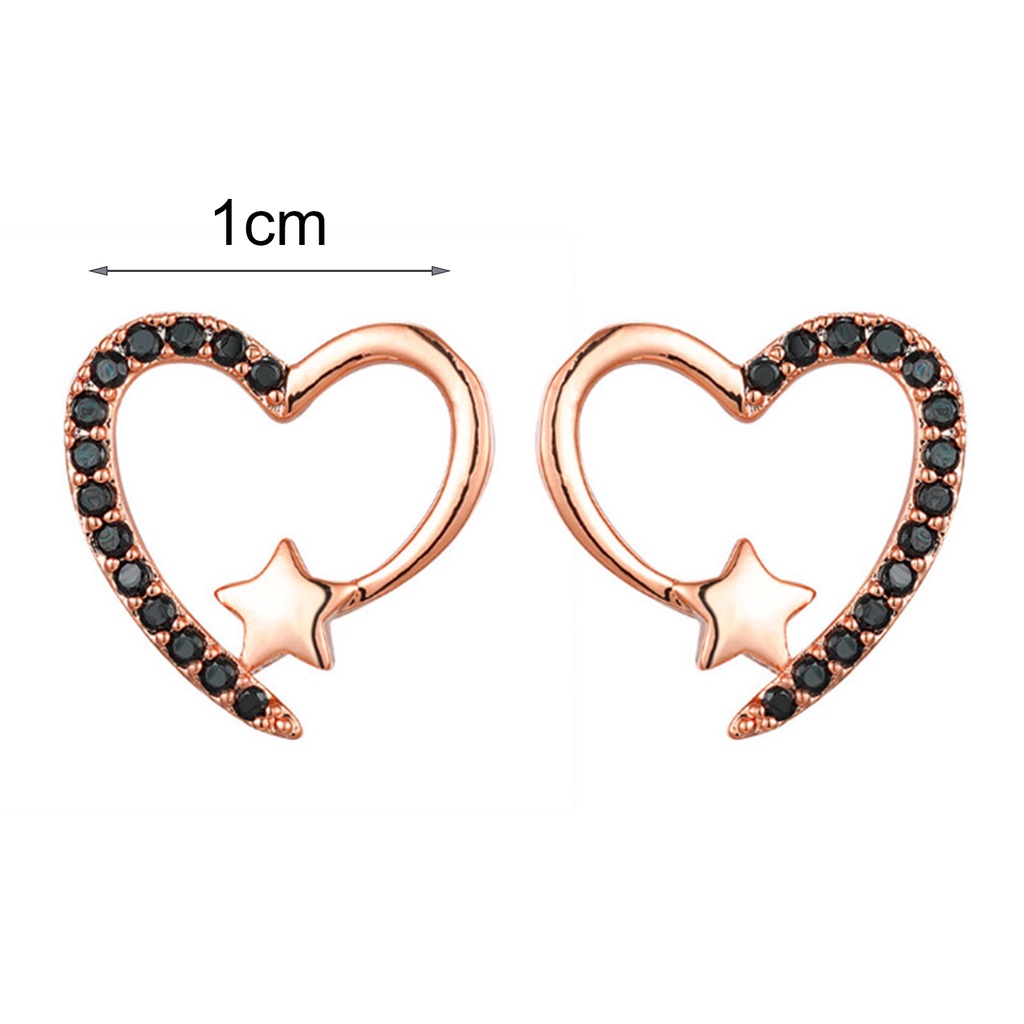 Hu Hu Hu Hu Hu Alat Bantu Pasang Kacamata♡ 1 Pasang Anting Tusuk Bentuk Hati Bahan Alloy Anti Karat Untuk Wanita