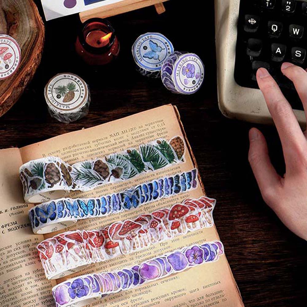 ELEGANT 100 pcs/lot Stationery Tape Tapes DIY Sticker Tapes Stickers Stickers Flower Scrapbooking Butterfly Adhesive Tape Masking Hand account tape