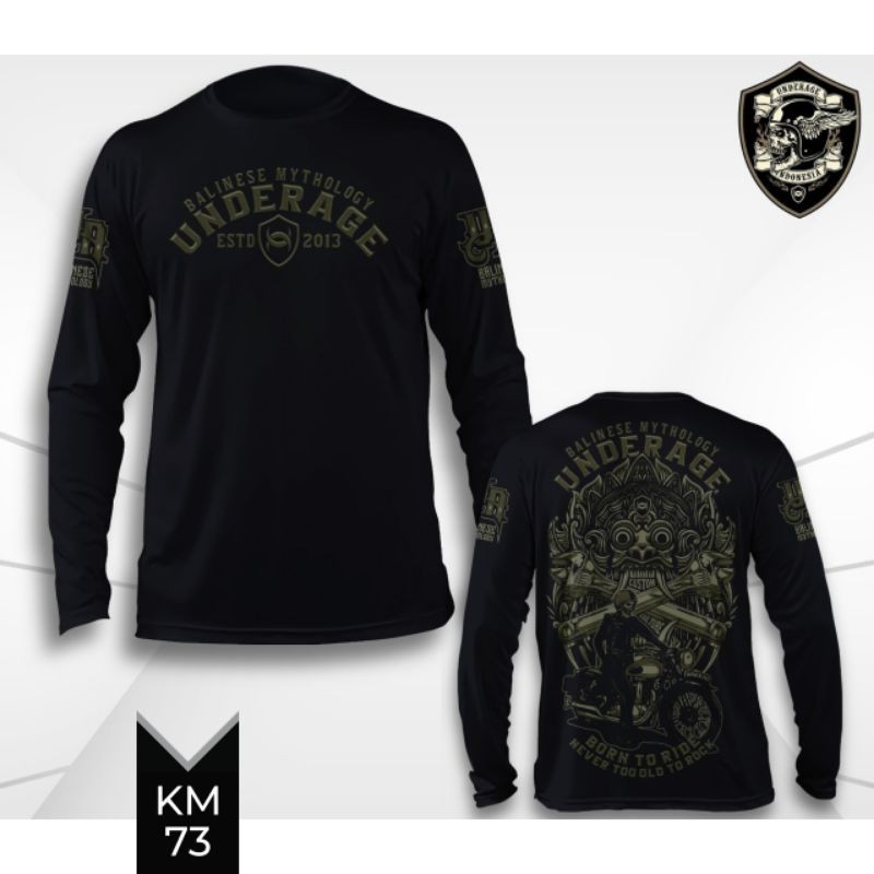 UNDERAGE Kaos Pria Distro Original Baju Atasan Lengan Panjang - Kaos Motor KM 73