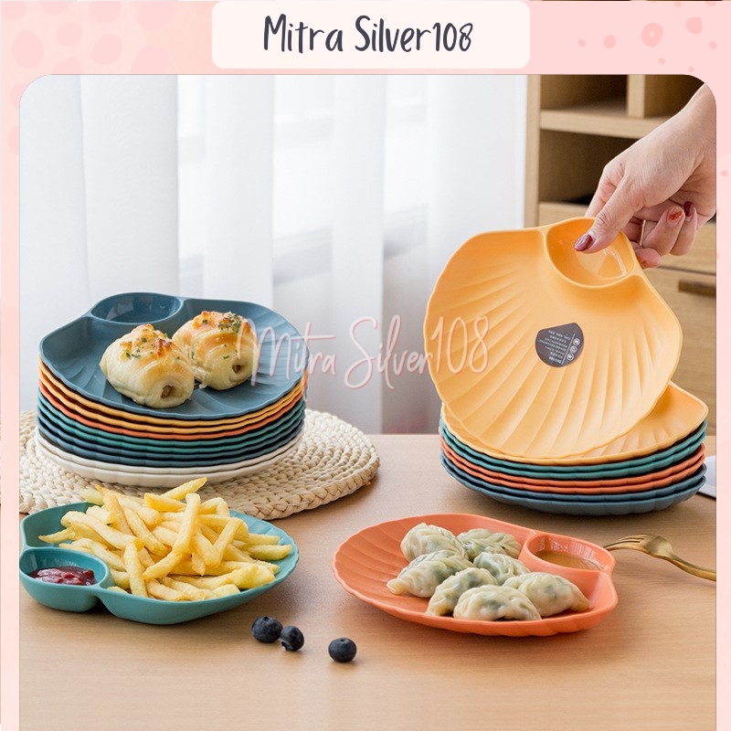 [MS108] PR 11 -  Piring Cemilan / Piring cemilan 2 in 1 / Piring Tempat Saus Sambal