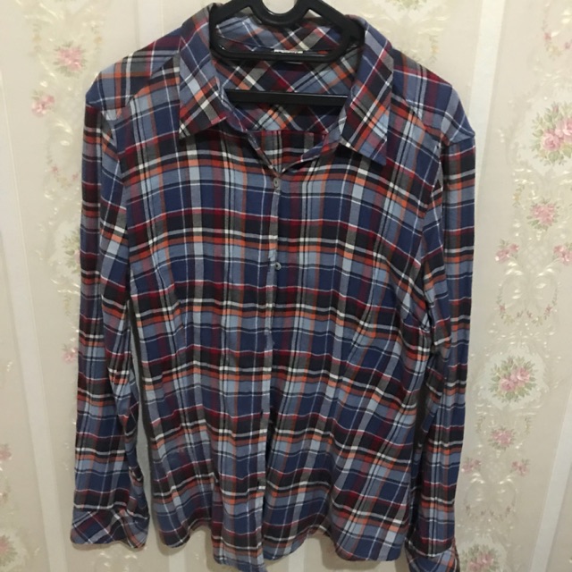 Esprit kemeja plaid (kemeja kotak kotak) kemeja wanita baju kerja casual flanel