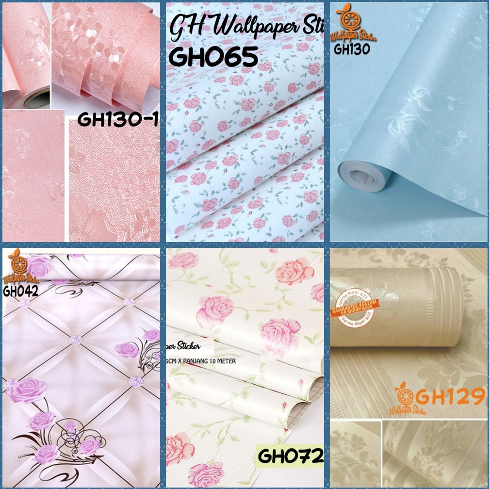 Wallpaper Sticker Wallpaper Dinding Wallstiker Gh Premium Quality 45CM x 8Mtr Shabby Chic (Bunga Bunga)