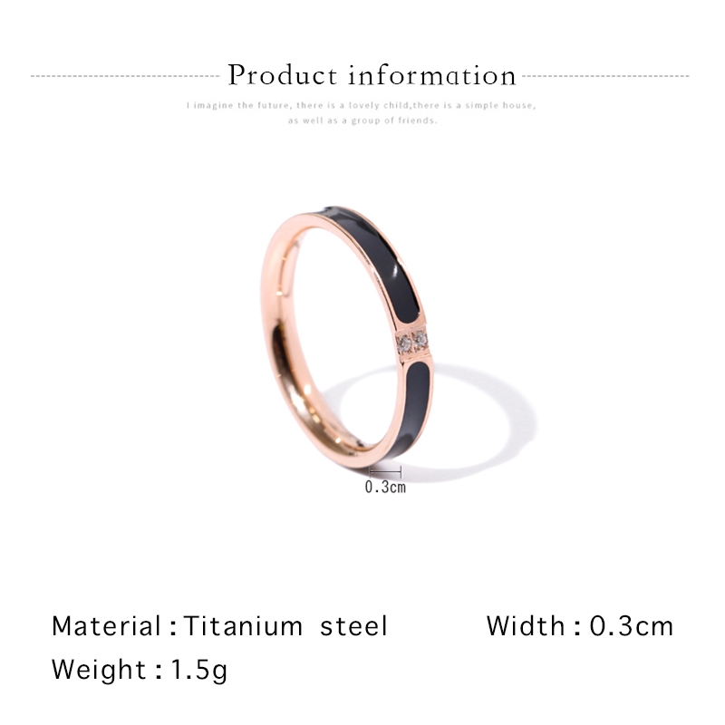 Cincin Titanium Stainless Steel Aksen Berlian Imitasi untuk Pria / Wanita  22000