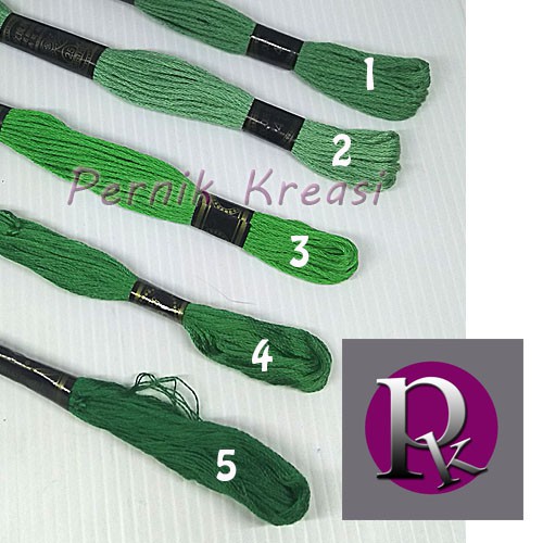 Benang sulam Benang katun Benang rajut merk rose murah dan lengkap serian warna hijau