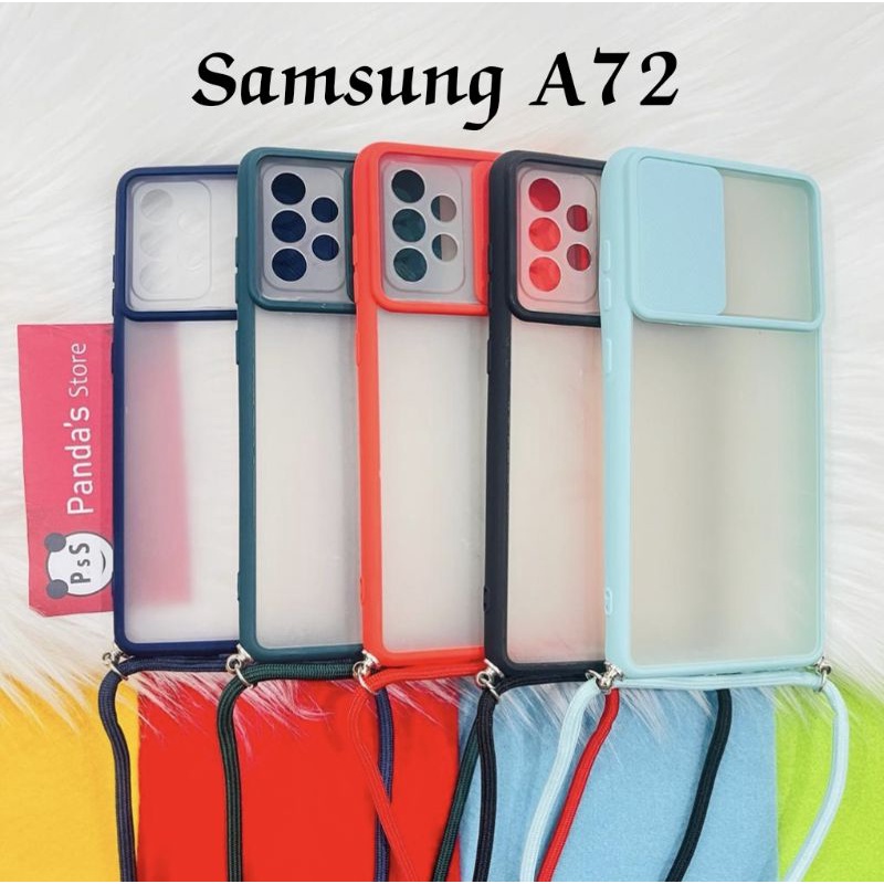 Samsung A72 Softcase dove sliding camera + Tali Laynard [Premium]