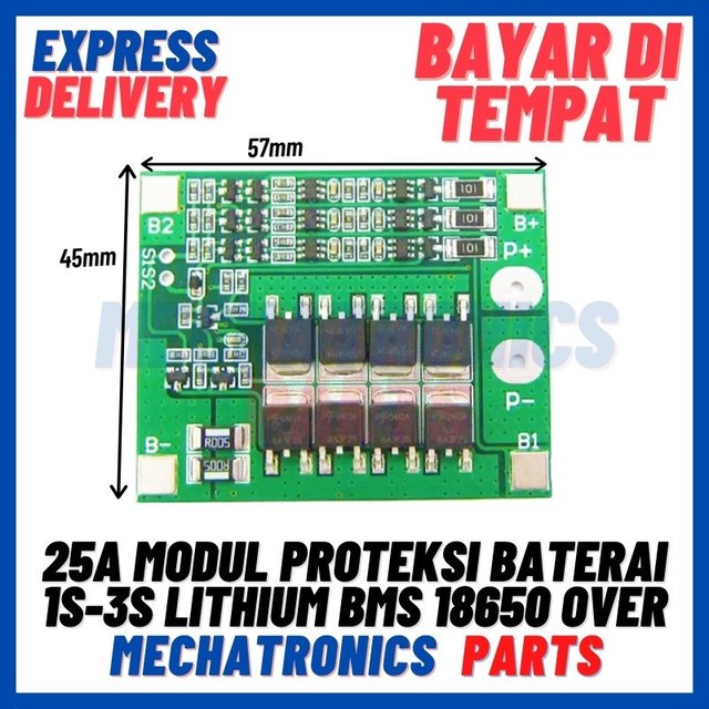 [MDL-9042] 25A MODUL PROTEKSI UNTUK BATERAI 1S 2S 3S LITHIUM BATERRY BMS 18650 OVER