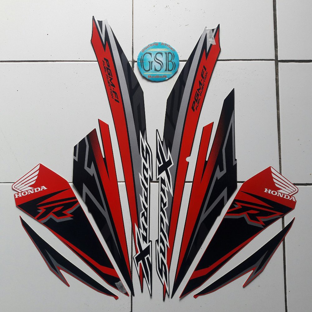 Variasi Striping Stiker Motor Honda Supra X 125 Fi 2018 Hitam