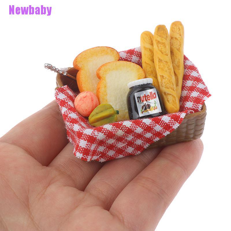 (Newbaby) Miniatur Keranjang Roti Skala 1: 12 Untuk Aksesoris Dapur Rumah Boneka