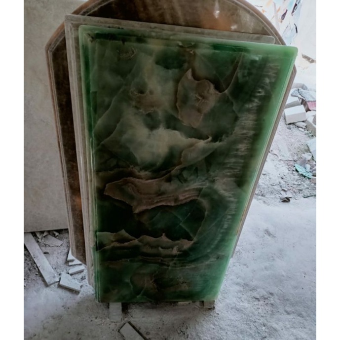 Daun Meja Batu Onyx Hijau Ukuran 120 x 60 Cm