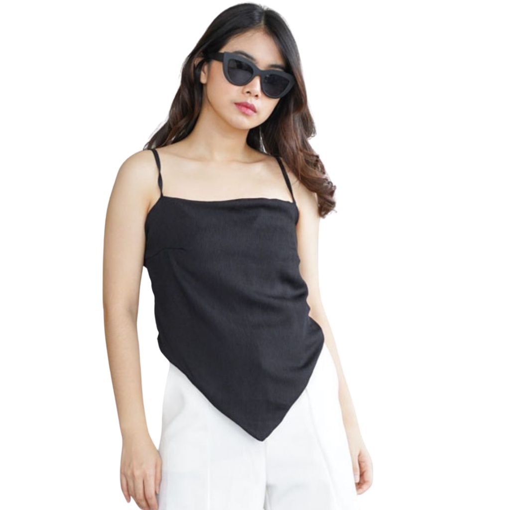 Soulmee Tanktop Crinkle Scarft Top Wanita