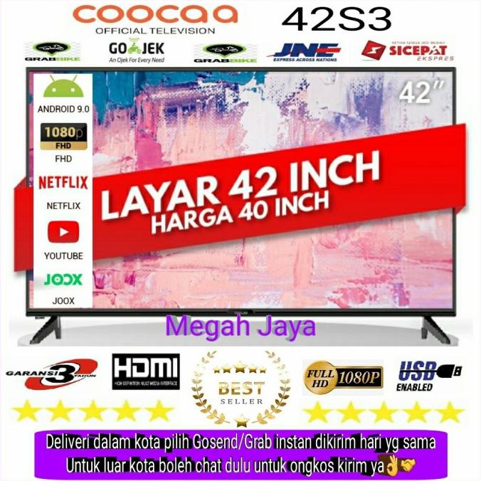 COOCAA LED TV 42 inch 42S3G SMART ANDROID 9 NETFLIX Google Mirroring Termurah