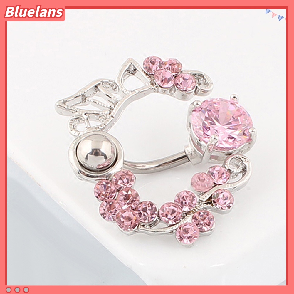 Bluelans 14G Butterfly Rhinestone Belly Barbell Button Ring Navel Body Piercing Jewelry