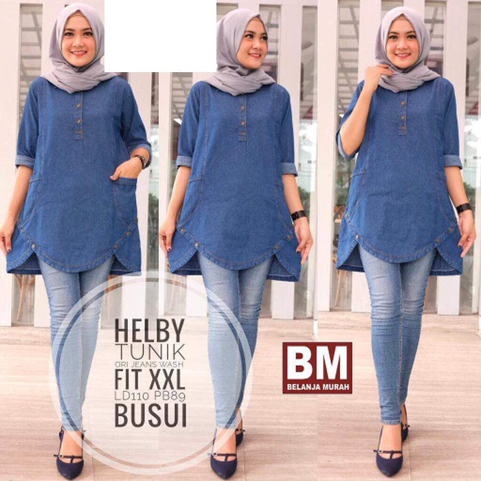 Helbey Tunik Jeans - Baju Tunik Wanita