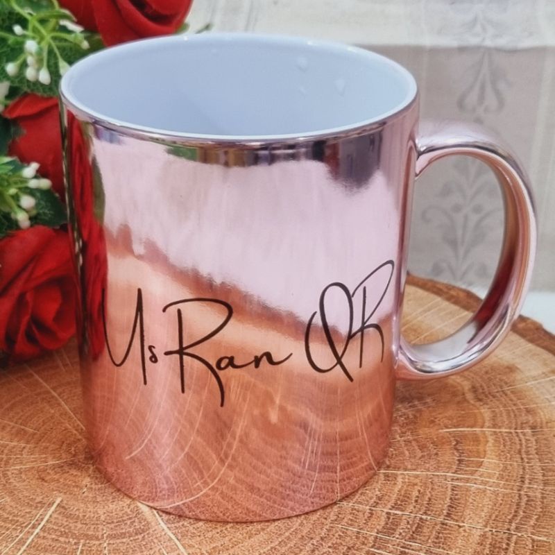 Mug Custom Gold Rose Silver / Gelas Custom Premium