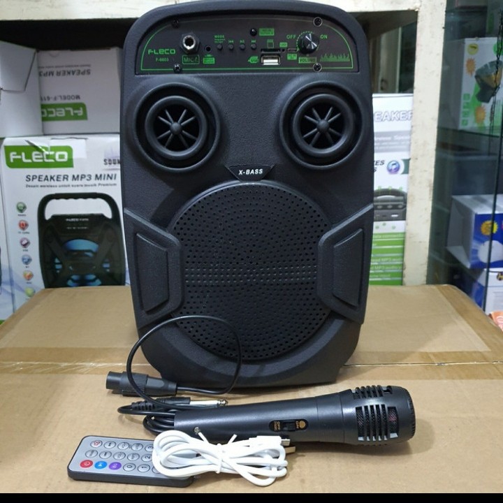 Speaker Bluetooth Karaoke Fleco F-6603 Free Mic suara super bass