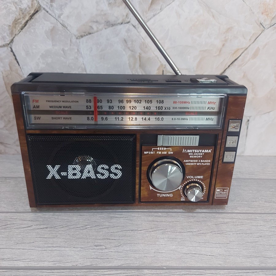 COD RADIO MITSUYAMA MS-4020BT MEMORY X-BASS 3 BAND FM/AM/SW/MUSIC PLAYER