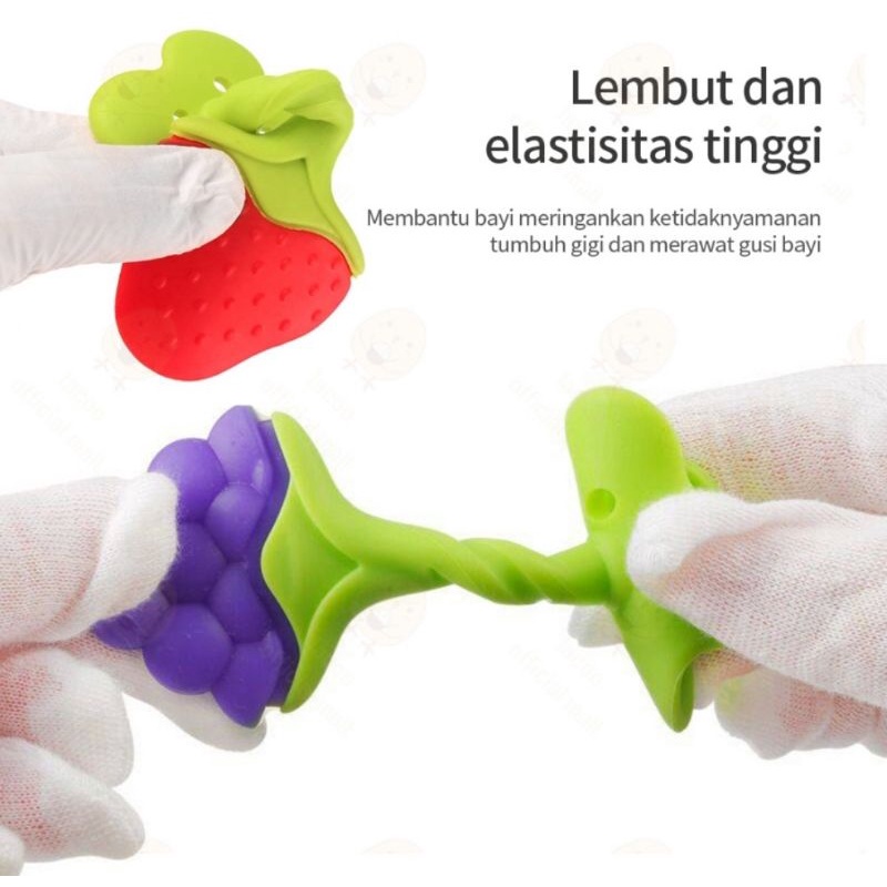 Teether Bahan Silikon Gigitan Bayi  Bentuk Buah mainan gigi baby