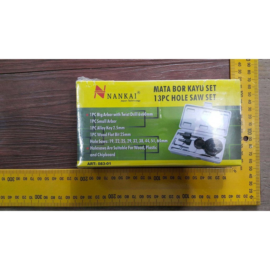 PROMO Hole Saw Kit / Holesaw Kit / Mata Bor Pelubang Kayu Nankai 13 pc Pelubang Kayu Kayu PIPA PARALON PVC GYPSUM ACRYLIC Hidroponik