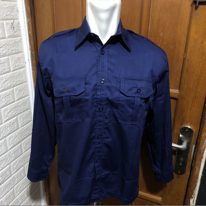 Baju kerja pria navy panjang model NET TV  kemeja navy panjang NET TV  seragam navy Panjang Net TV