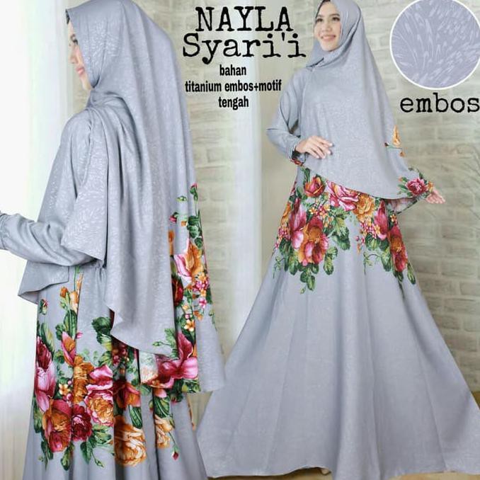 PROMO FASHION MUSLIMAH NAYLA SYARI(TITANIUM EMBOS)DAPAT JILBAB\\U002FDRESS GAMIS - HITAM, M CANTIK