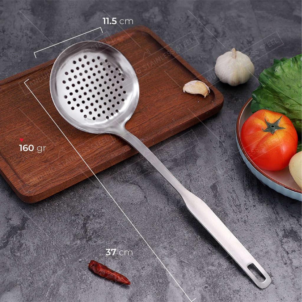 Spatula sodet sutil centong lubang dan NON lubang dengan Kait Stainless Steel