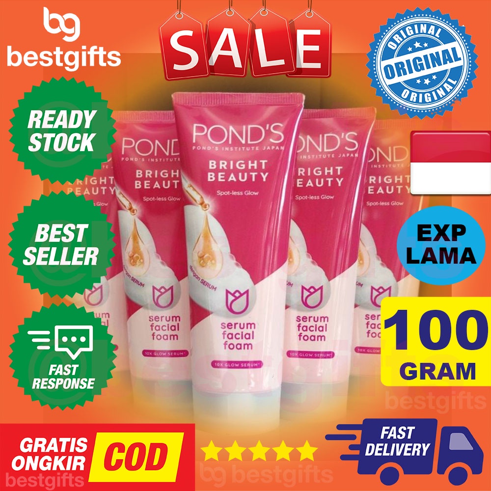 PONDS BRIGHT BEAUTY SERUM FACIAL FOAM WITH HYALURONIC ACID &amp; NIACINAMIDE SABUN MUKA 100 GRAM