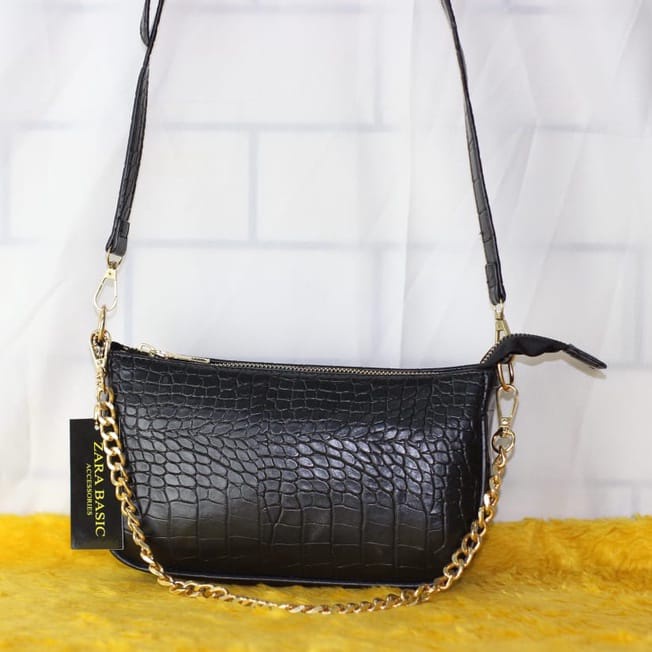 Tas Selempang Bahu Zara croco Top Handle Rante 2 Tali style Fashion Bucket 3 Varian Warna Best