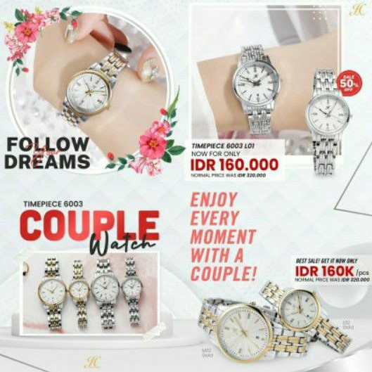 JAM TANGAN COUPLE 6003 JIMS HONEY ORI QUARTZ WATCH WATERPROOF PRIA WANITA IMPOR ELEGAN BOX KAYU