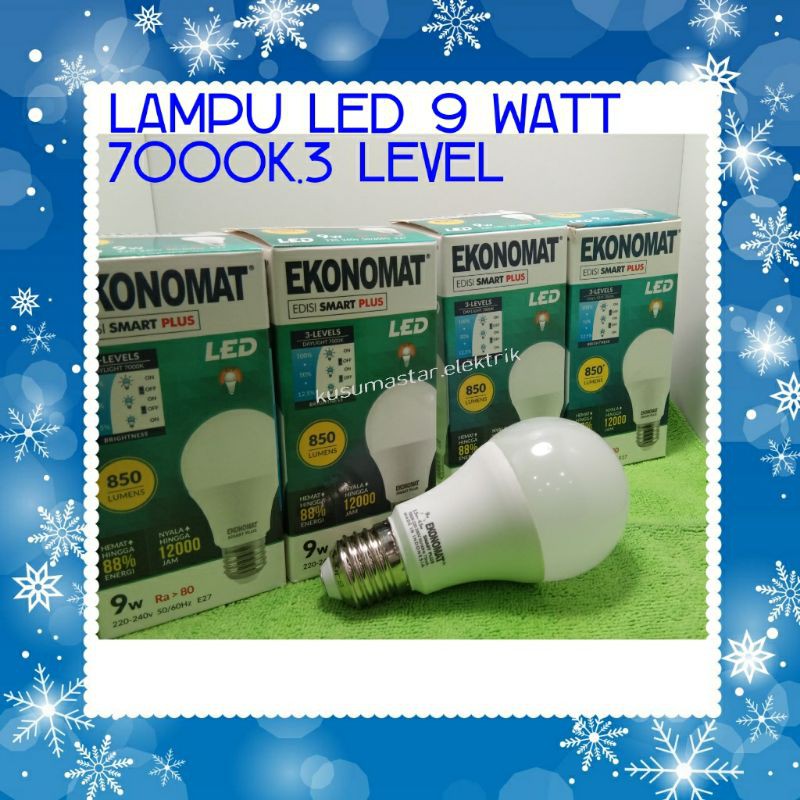 Lampu led ekonomat smartplus 9 watt.bohlam ekonomat 9 watt.dayligth 3 level