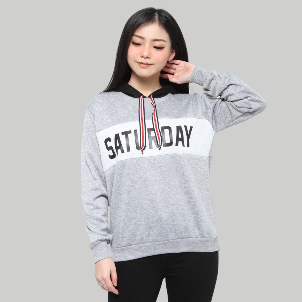 Monellina SATURDAY Sweater Hoodie Wanita Lengan Panjang-3