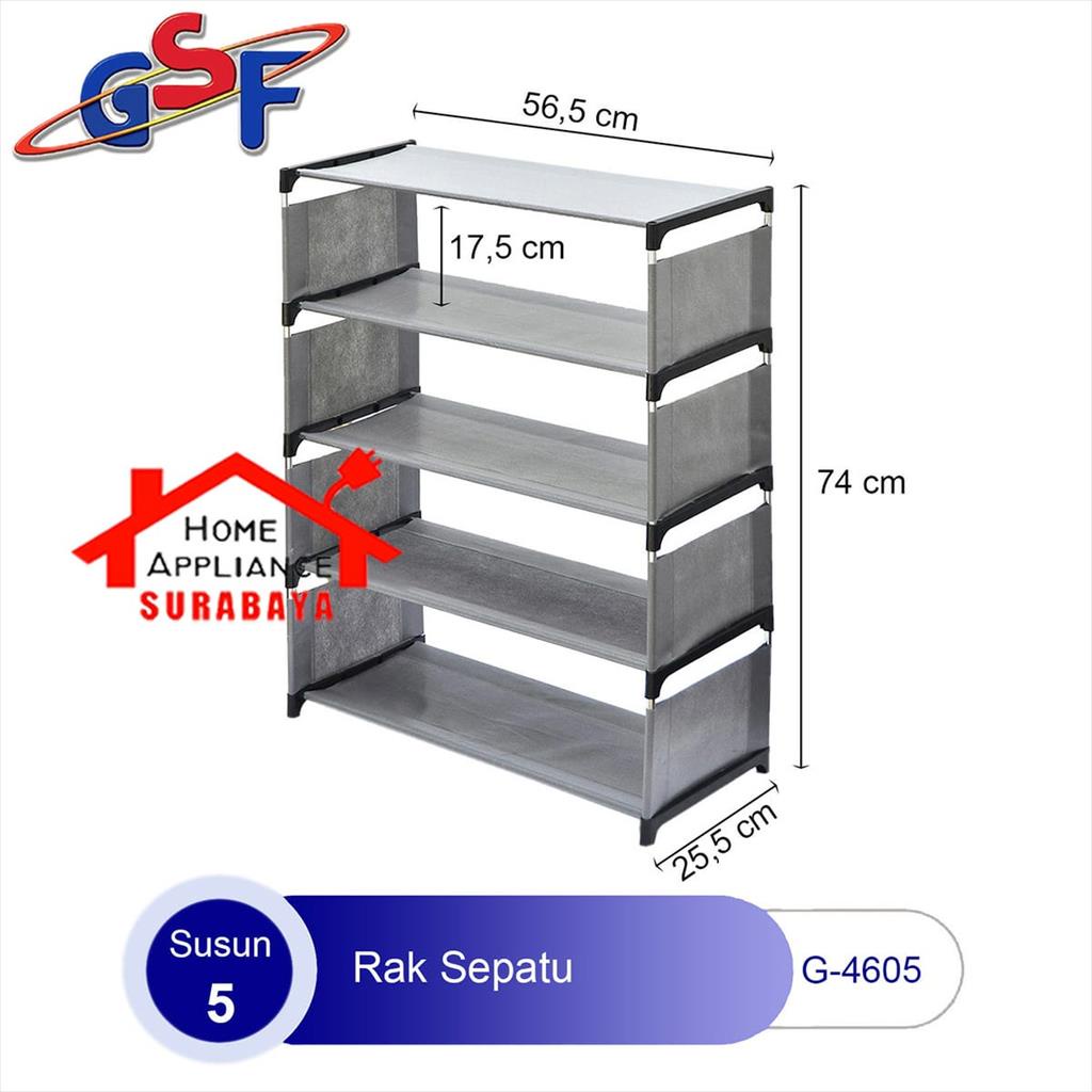 Rak Sepatu - Sandal Kain 5 Susun 4 Ruang Portable Multifungsi GSF G 4605 / Susun 4 Zig Zag GSF 4604