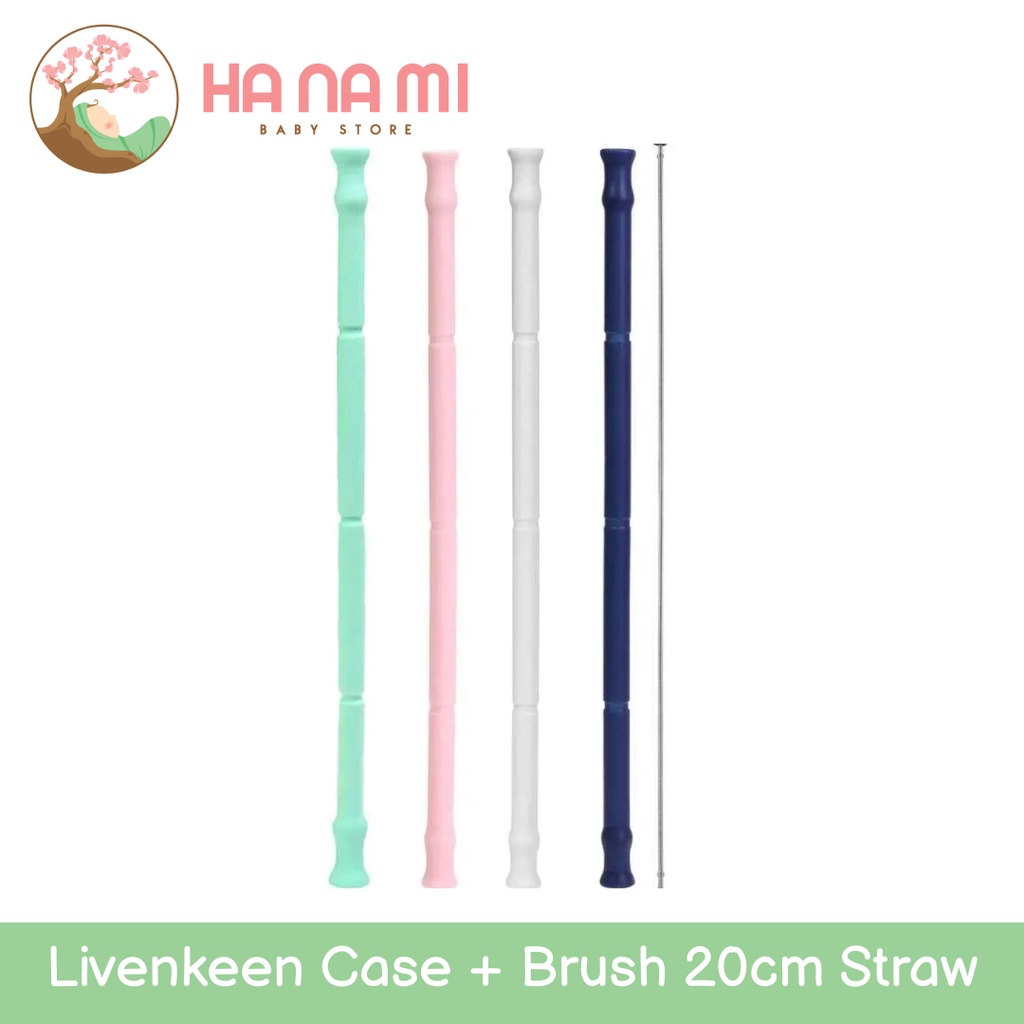 Livenkeen Case + Brush 20cm Straw / sedotan dengan case