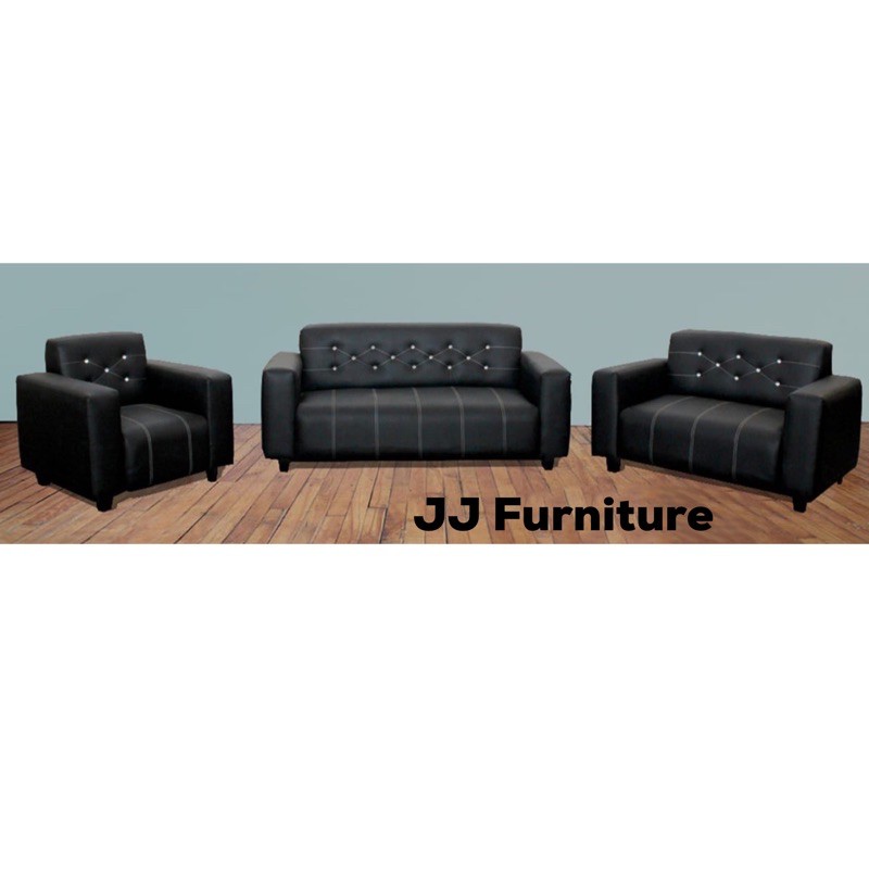 Sofa minimalis murah makassar 321 hitam + meja