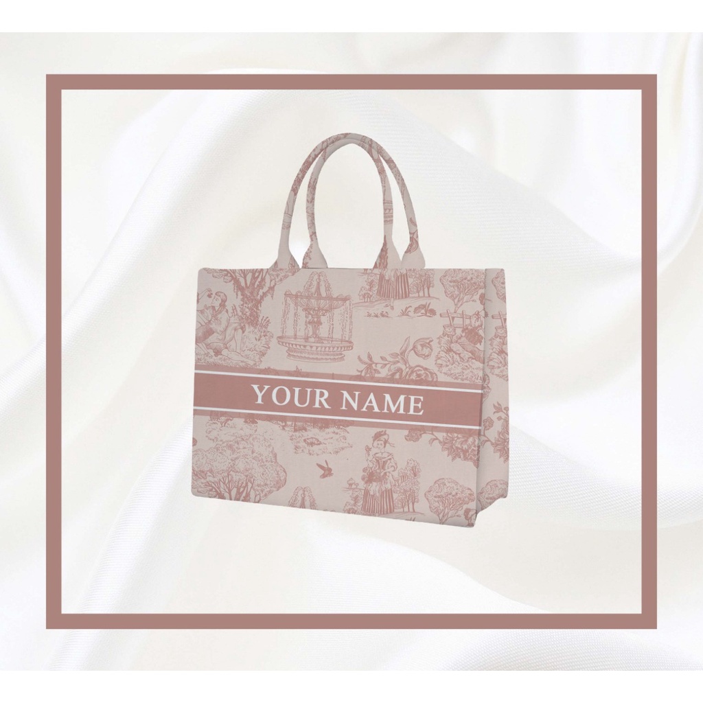 Tas Custom Print Ukuran Small Motif Bunga Warna Pink
