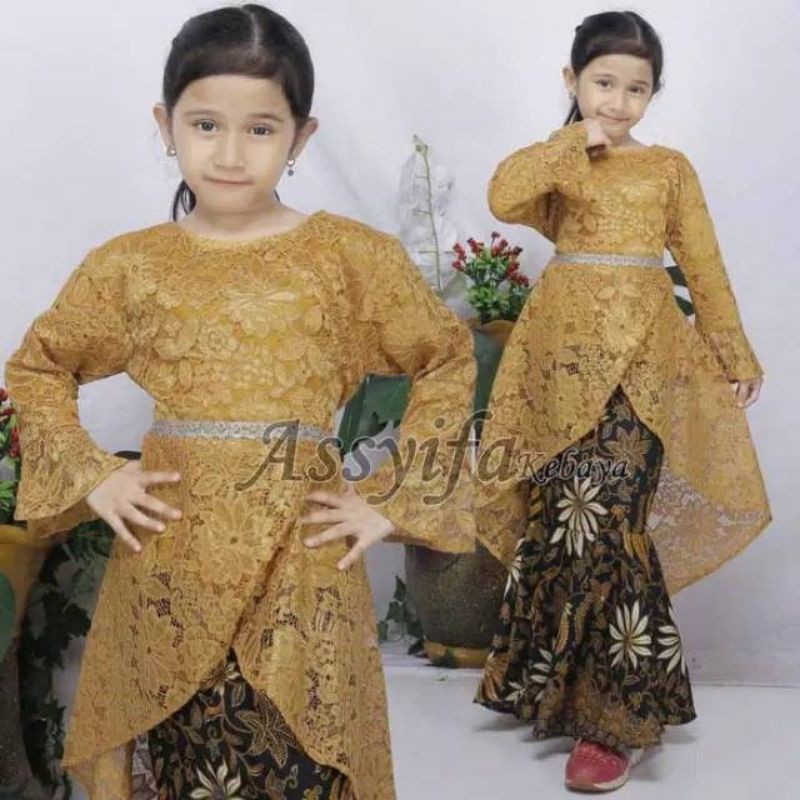 REAL PICT SETELAN KEBAYA ANAK PESTA/AURORA BRUKAT ANAK/DRESS BRUKAT ANAK