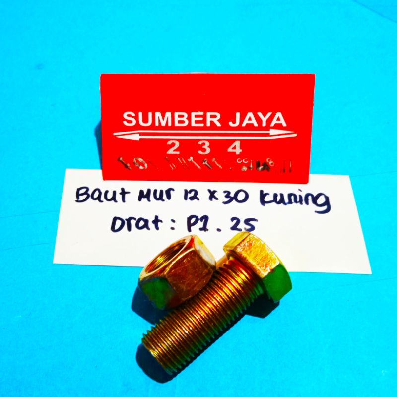 Jual Baut Mur M12 12 X 30 Kuning TERMURAH | Shopee Indonesia