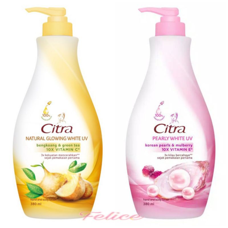 Jual Citra Hand and Body Lotion Natural Glowing, Pearly Glow 380ml / Citra Hand&Body Lotion 380