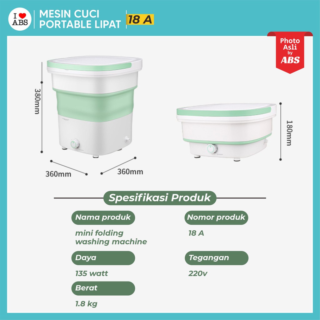 ABS MESIN CUCI PORTABLE MESIN CUCI LIPAT MINI FOLDING WASHING MACHINE  KAPASITAS 2,8kg-6