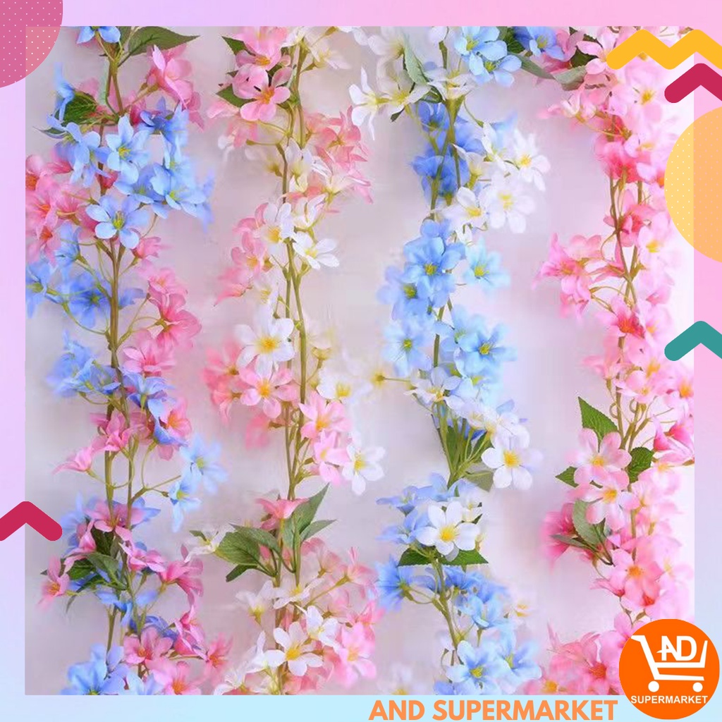 Bunga Sakura Hias Juntai Dekorasi Dinding Rumah Murah Import Tanaman Bunga Hias Plastik PBP66