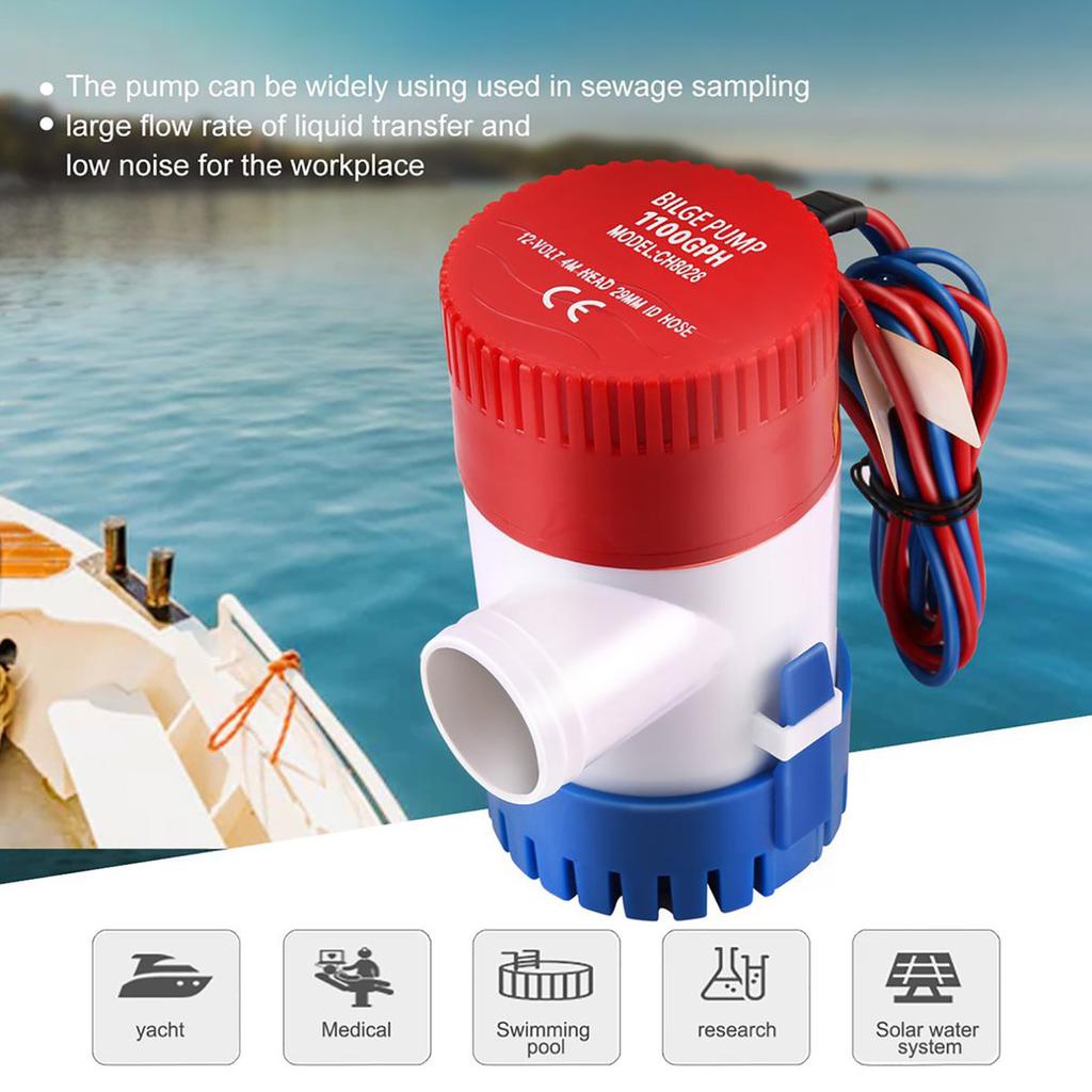 Bilge Pump Pompa Air Celup 12V 1100GPH Marine Lambung Kapal Pompa Submersible Kapal Aksesoris DC 12V