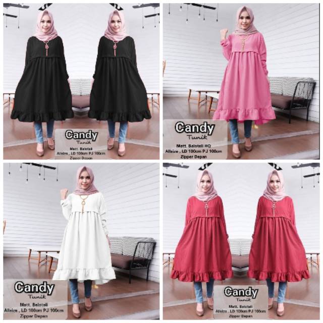 (REAL PICT) ATASAN MUSLIM WANITA / TUNIK HIJABER CANDY