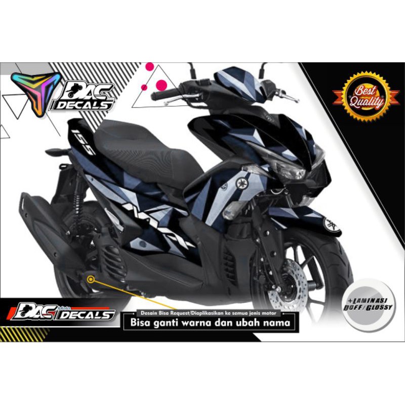 sticker decal full body Yamaha Aerox hitam abstrak