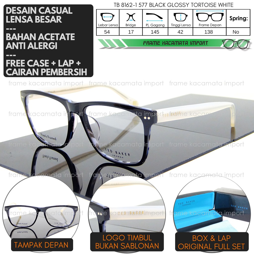 Frame Kacamata Minus Pria Kotak Lebar