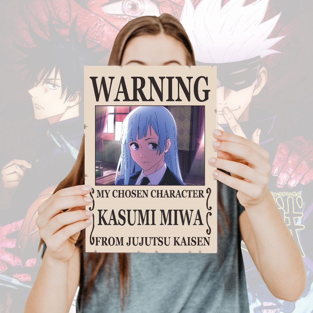 Poster Jujutsu Kaisen Warning Anime Itadori Yuji Fushiguro Megumi Gojo Satoru Sukuna- Size A4+-7