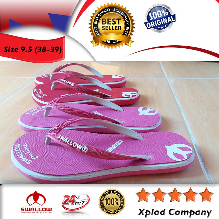 (Size 38-39) Sandal Jepit Swallow Online Premium Ukuran 9.5 Merah dan Pink Sandal Jepit Wanita