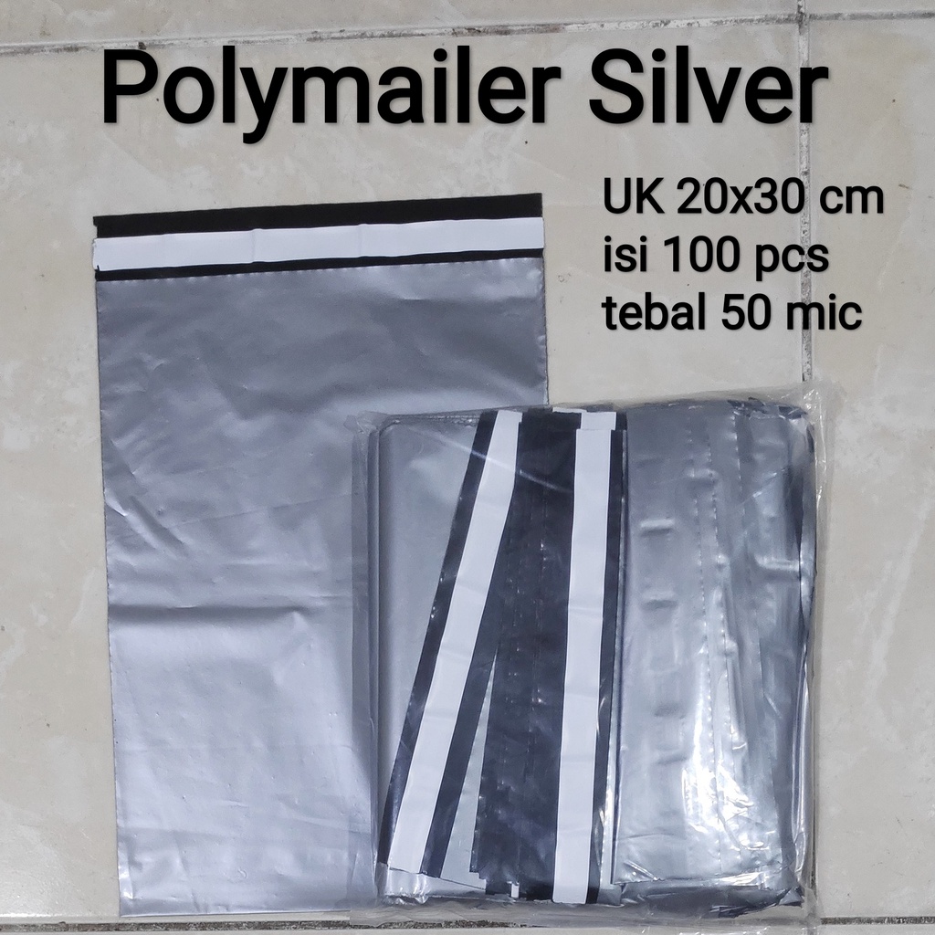 Polymailer uk 20x30 (100pcs) Plastik Packing Lem Hitam, Plastik Lem