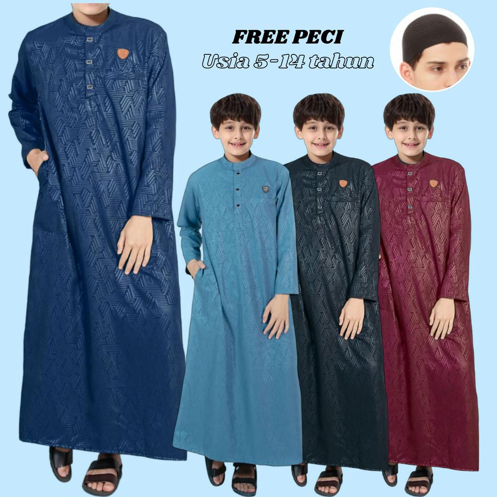 AL-FADIL/gamis anak KATUN EMBOS laki laki usia 1-14 tahun/kurta arabic anak/koko anak/jubah anak premium /baju muslim era baru