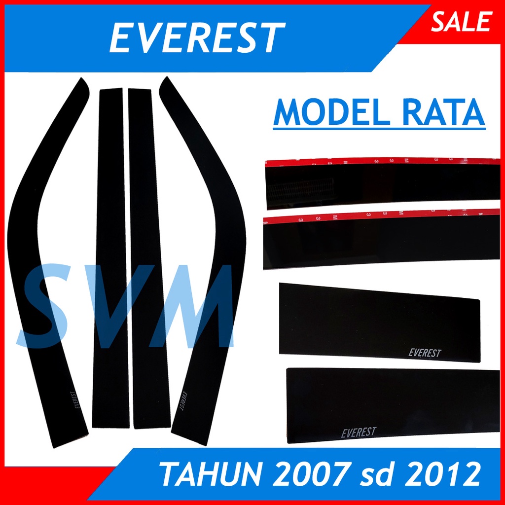 Talang Air Slim Ford Everest Tahun 2007-2012 Model Rata Bahan Akrilik 4 Pintu