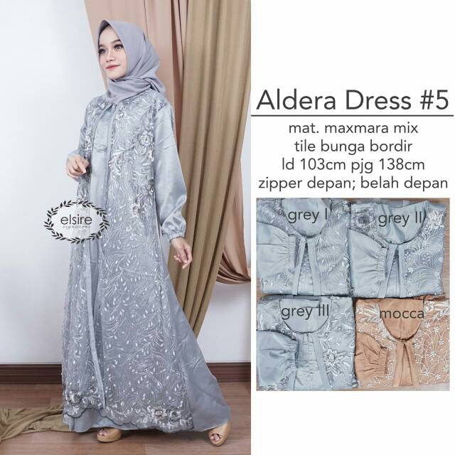 TERMURAH Dress Brukat Aldera by Elsire (ready grey, maroon, denim)